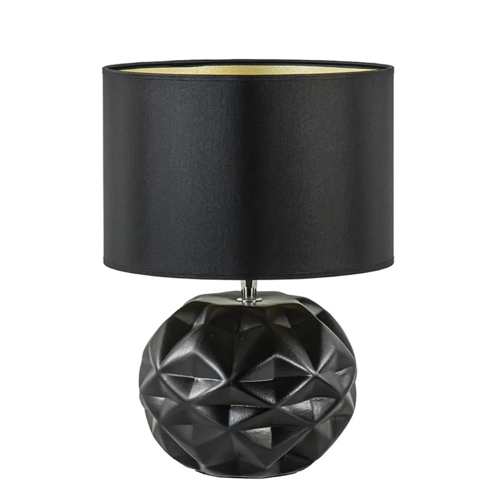 Straluma Chique tafellamp zwart met kap zwart/goud> Tafellampen|Schemerlampen