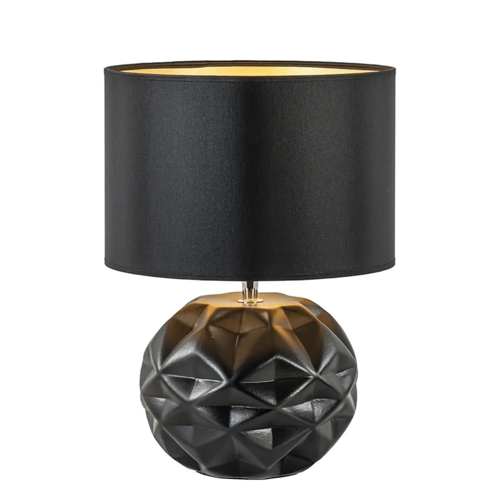 Straluma Chique tafellamp zwart met kap zwart/goud> Tafellampen|Schemerlampen