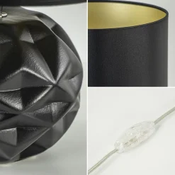 Straluma Chique tafellamp zwart met kap zwart/goud><noscript><img width=