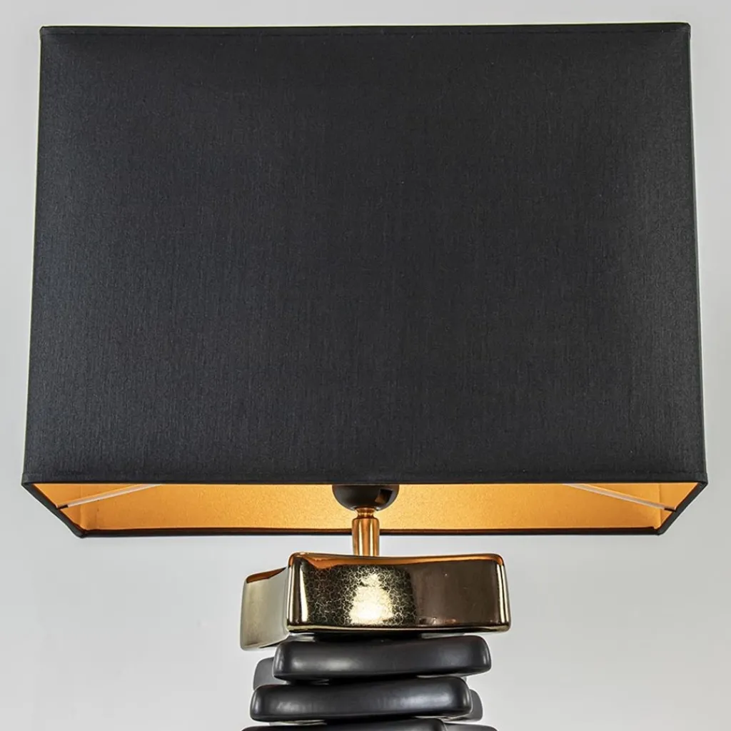 Straluma Chique tafellamp zwart met goud en rechthoekige kap> Schemerlampen|Woonkamerlampen