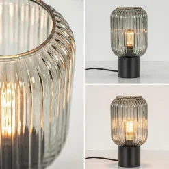 Straluma Chique tafellamp zwart met smal smoke glas></noscript> Woonkamerlampen|Slaapkamerlampen