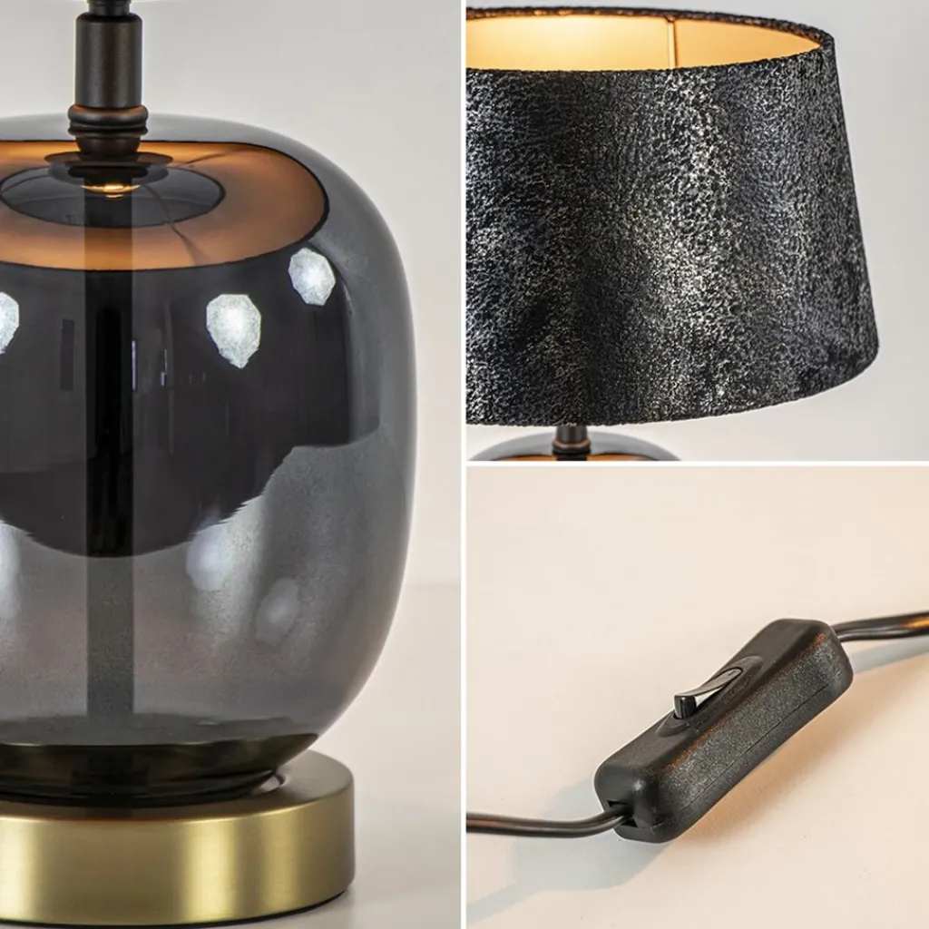 Straluma Chique tafellamp zwart/goud met kap> Schemerlampen|Woonkamerlampen