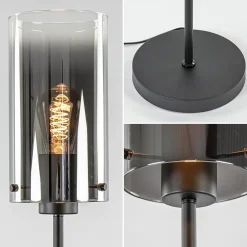Straluma Chique vloerlamp mat zwart met smoke glas cilinder></noscript> Woonkamerlampen|Slaapkamerlampen