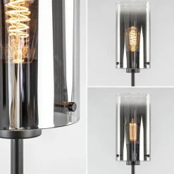 Straluma Chique vloerlamp mat zwart met smoke glas cilinder></noscript> Woonkamerlampen|Slaapkamerlampen