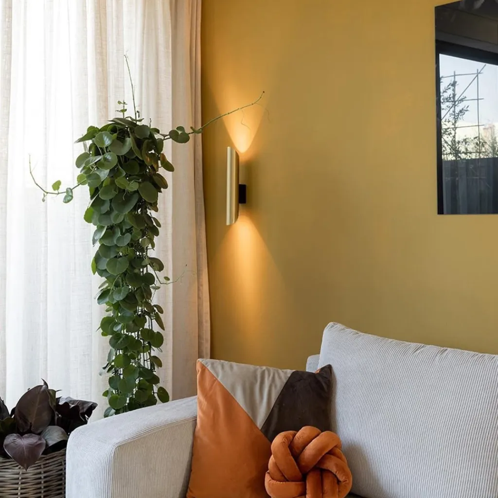 Straluma Chique wandlamp solid brass met zwart up+down> Wandlampen|Luxe Verlichting