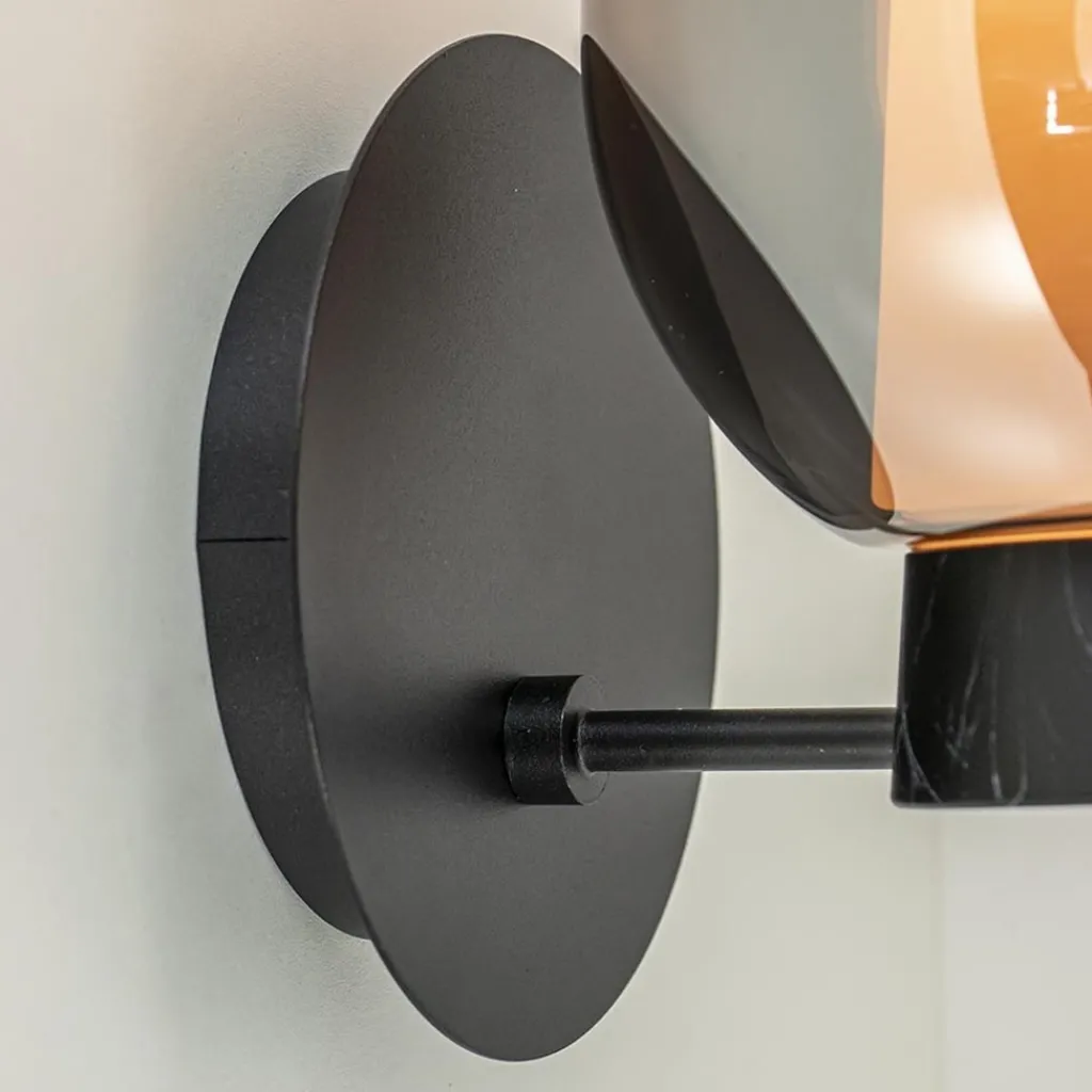 Straluma Chique wandlamp zwart marmer met smoke glas> Wandlampen|Luxe Verlichting