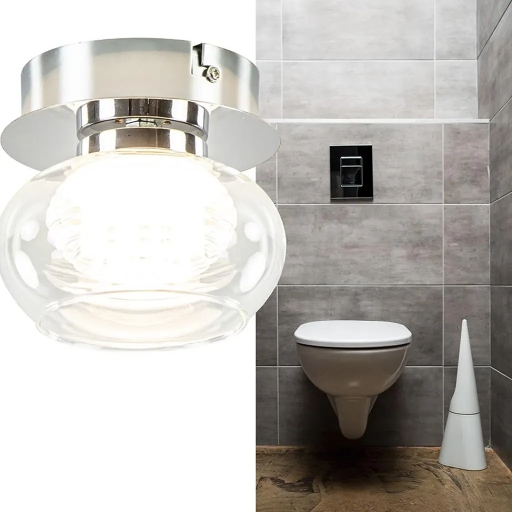 Straluma Chromen plafondlamp met helder glas incl. LED> Plafondlampen|Halverlichting