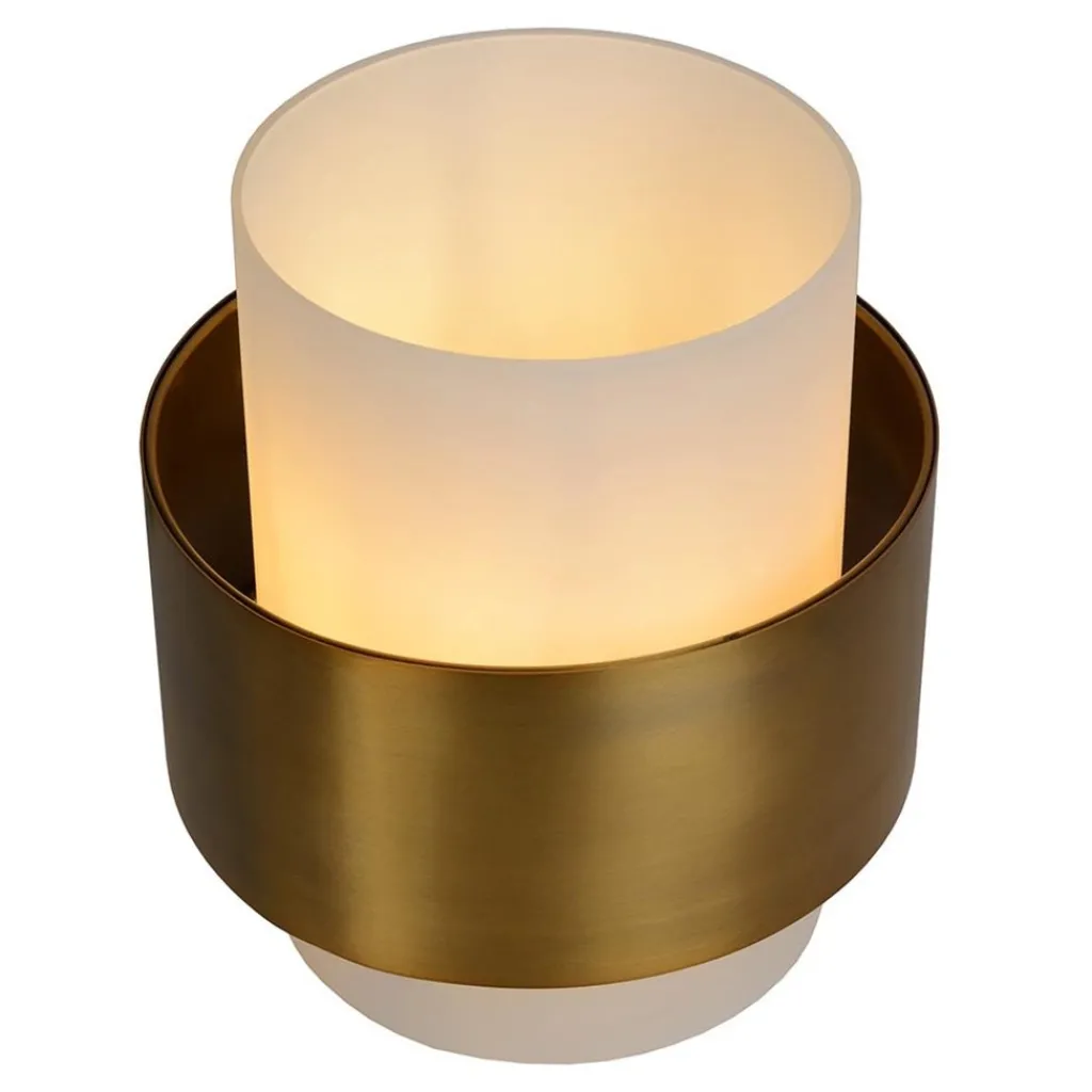 Straluma Cilinder tafellamp mat goud mat opaal glas> Tafellampen|Klassieke Verlichting