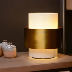 Straluma Cilinder tafellamp mat goud mat opaal glas><noscript><img width=