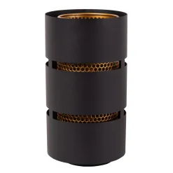 Straluma Cilinder tafellamp zwart metaal met goud> Tafellampen|Industriële Verlichting