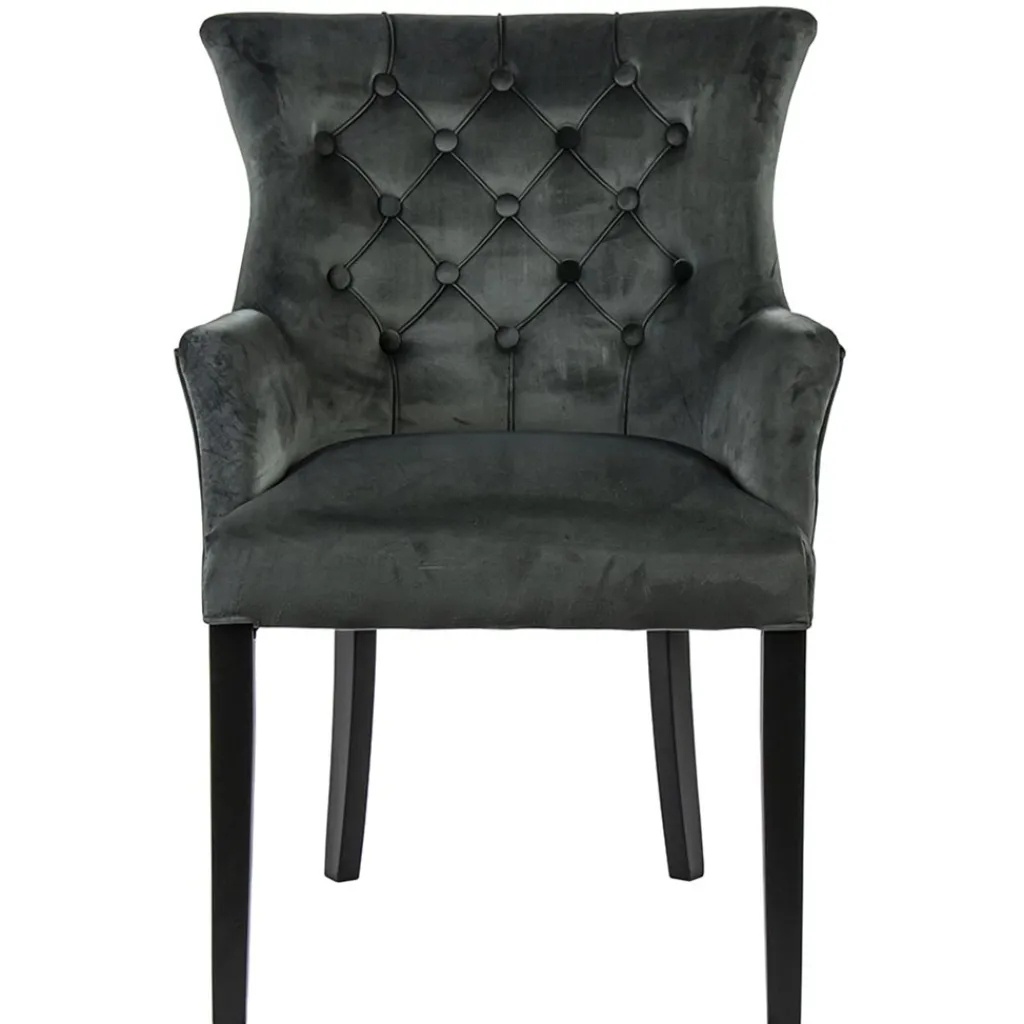 Straluma Comfortabele armstoel donker grijs met zwarte poot> Eetkamerstoelen