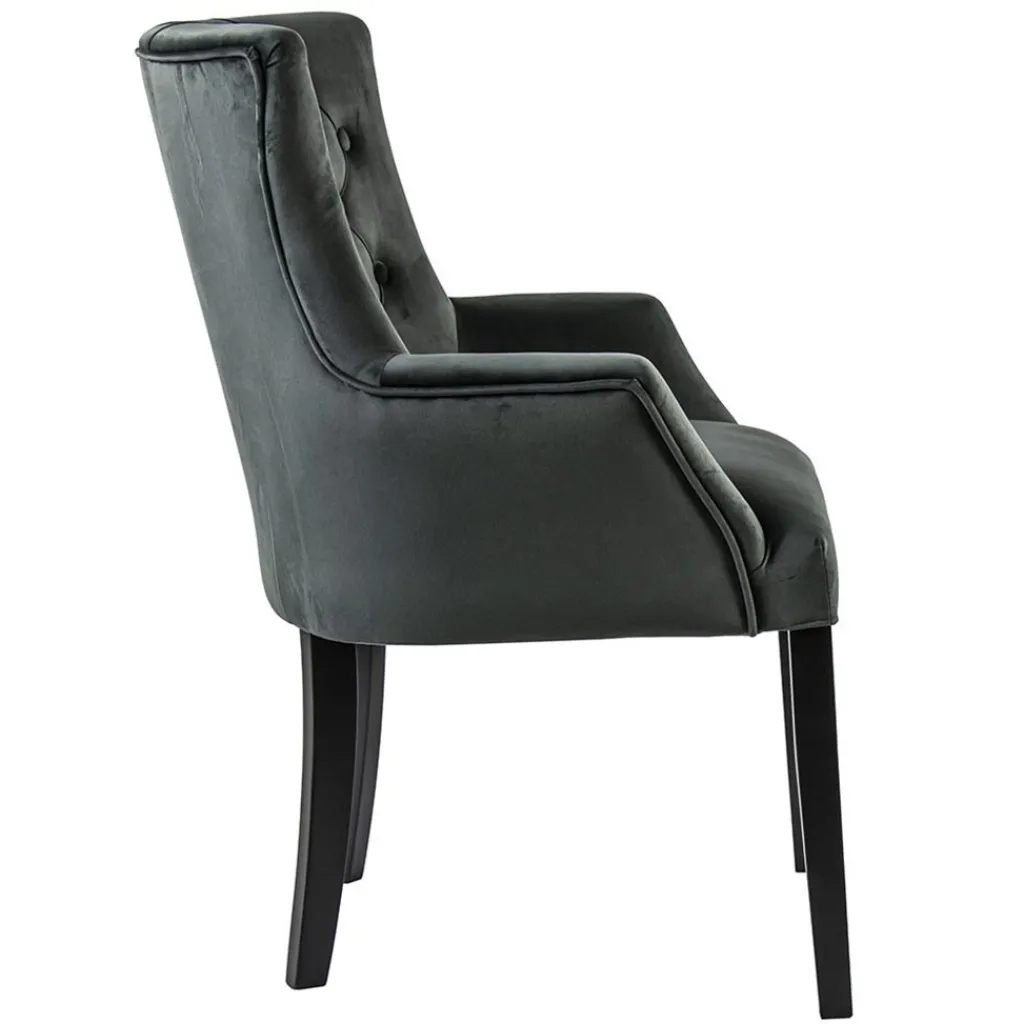 Straluma Comfortabele armstoel donker grijs met zwarte poot> Eetkamerstoelen