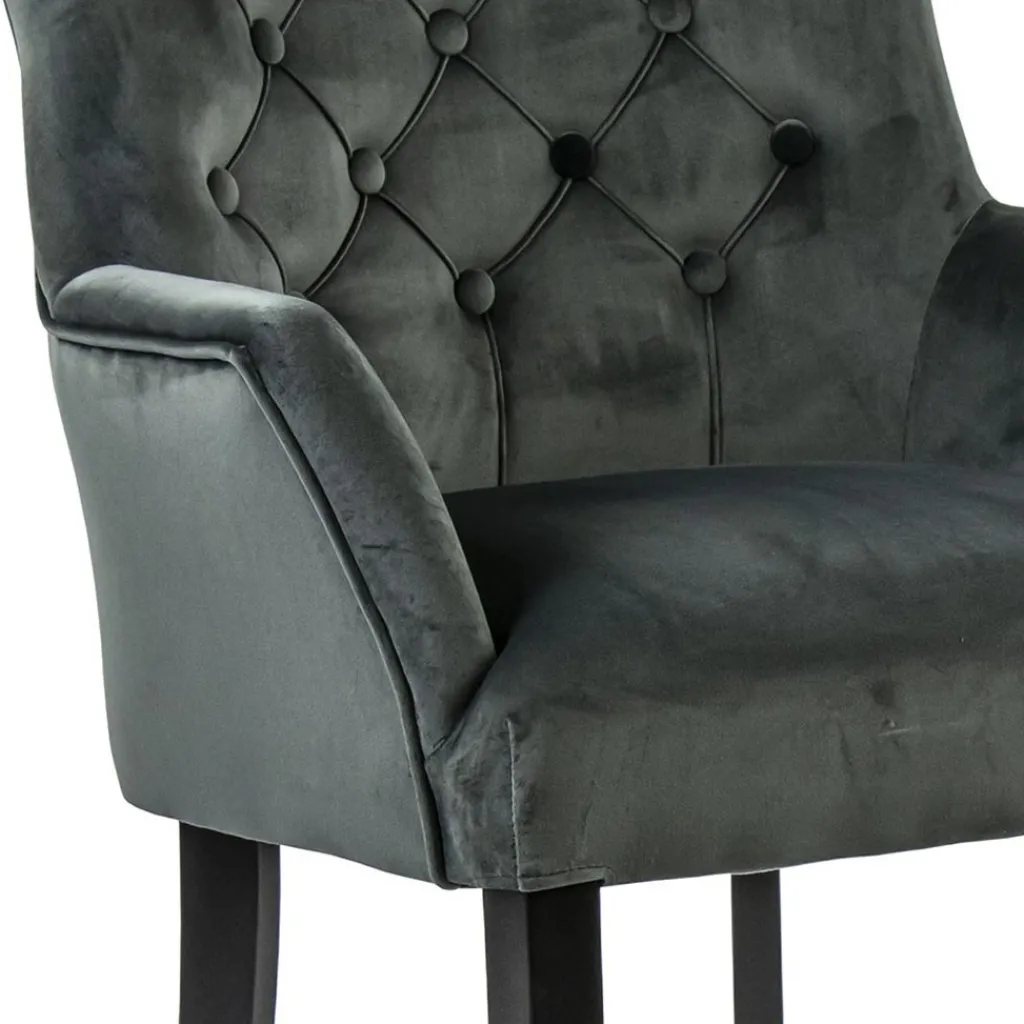 Straluma Comfortabele armstoel donker grijs met zwarte poot> Eetkamerstoelen