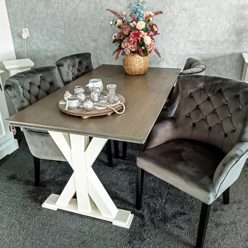 Straluma Comfortabele armstoel donker grijs met zwarte poot> Eetkamerstoelen