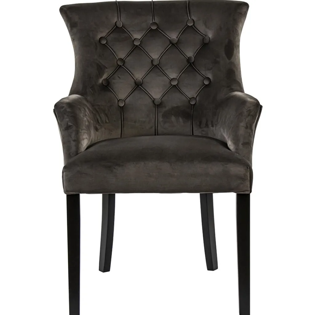 Straluma Comfortabele armstoel donker taupe met zwarte poot> Eetkamerstoelen