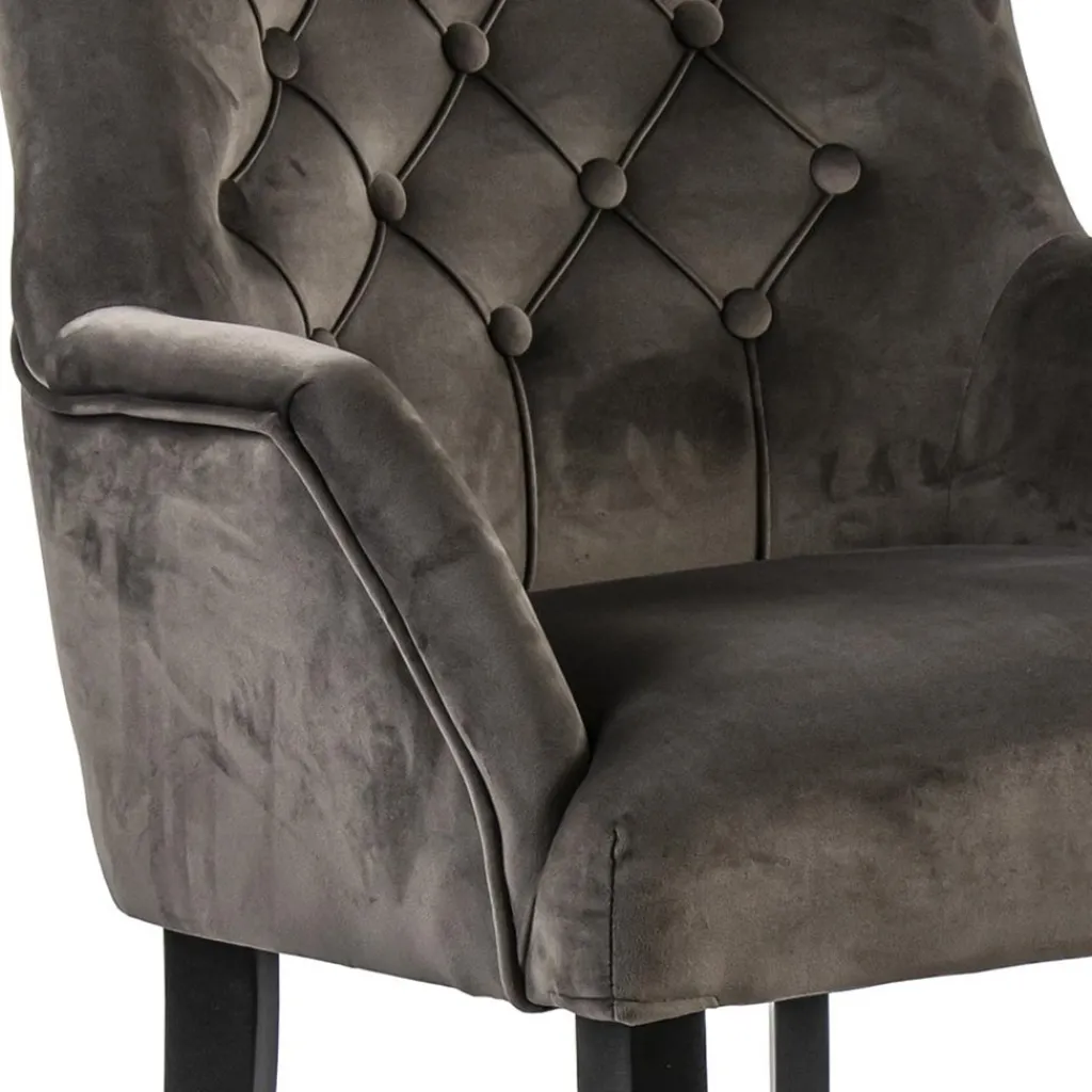 Straluma Comfortabele armstoel donker taupe met zwarte poot> Eetkamerstoelen