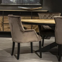 Straluma Comfortabele armstoel donker taupe met zwarte poot><noscript><img width=