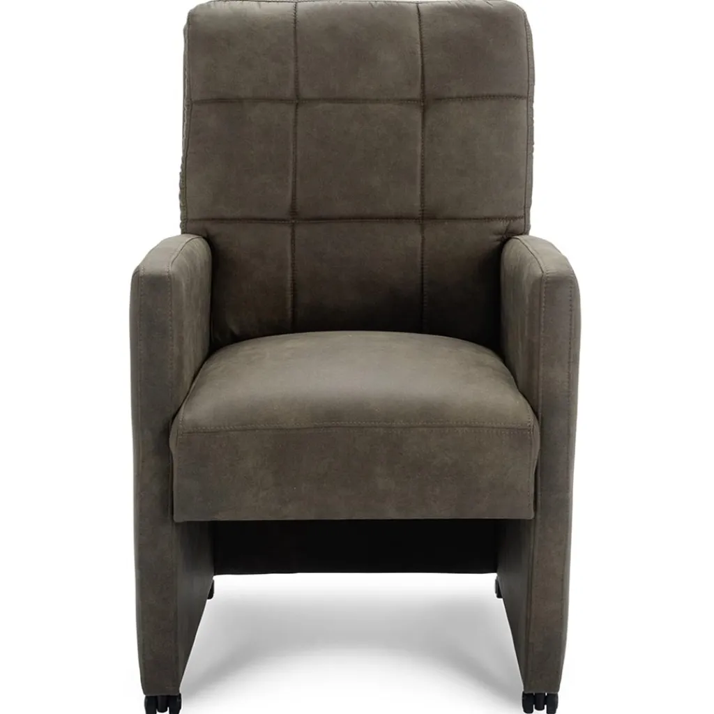 Straluma Comfortabele armstoel olijf groen met wieltjes en handgreep> Eetkamerstoelen