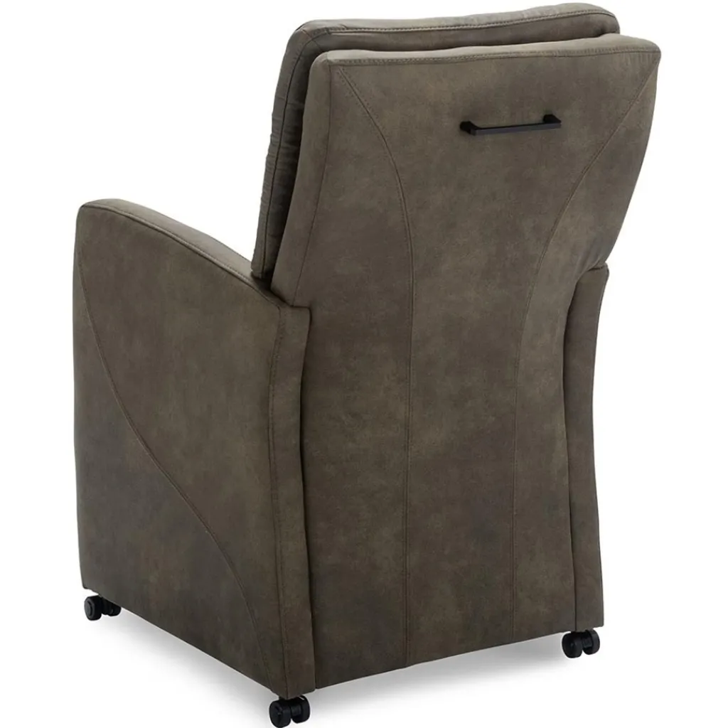 Straluma Comfortabele armstoel olijf groen met wieltjes en handgreep> Eetkamerstoelen