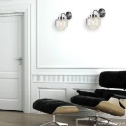 Straluma Deco wandlamp staal met helder glas></noscript> Woonkamerlampen|Slaapkamerlampen