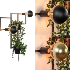 Straluma Decoratieve wandlamp zwart met 2 plantenpotten></noscript> Woonkamerlampen|Slaapkamerlampen