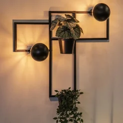 Straluma Decoratieve wandlamp zwart met 2 plantenpotten></noscript> Woonkamerlampen|Slaapkamerlampen