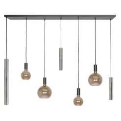 Straluma Design hanglamp 7-lichts zwart met nikkel> Hanglampen|Eettafellampen