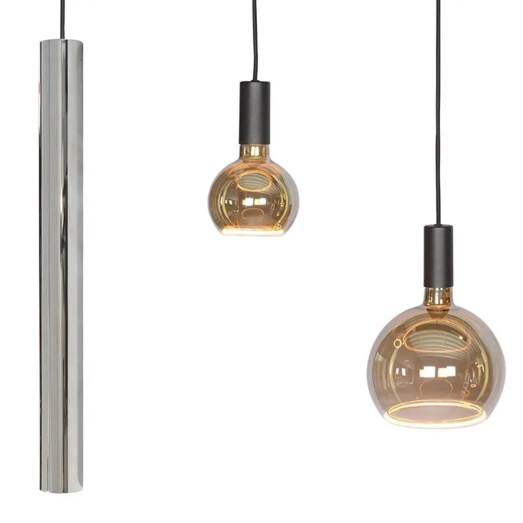 Straluma Design hanglamp 7-lichts zwart met nikkel> Hanglampen|Eettafellampen