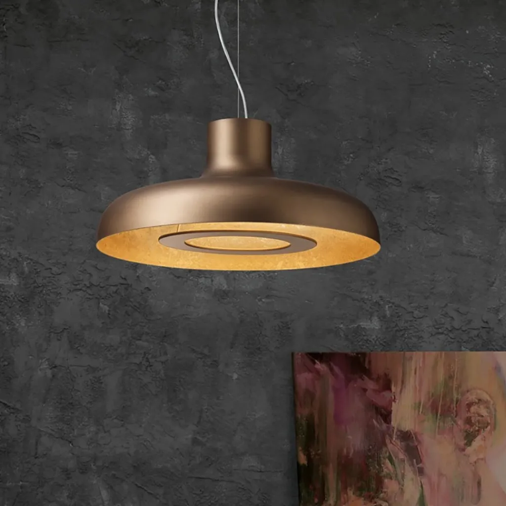 Straluma Design LED hanglamp koepel brushed brons met goldleaf> Hanglampen|Eettafellampen