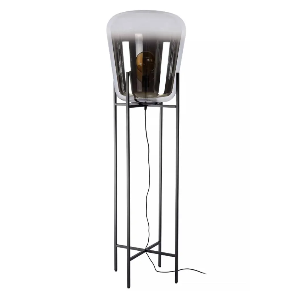 Straluma Design vloerlamp zwart frame met grote glazen kap> Vloerlampen|Design Verlichting