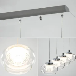 Straluma Dimbare LED hanglamp chroom met helder glas></noscript> Eettafellampen|Hanglampen
