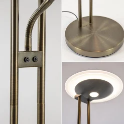 Straluma Dimbare LED uplighter met leeslamp donker brons></noscript> Vloerlampen|Leeslampen