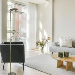 Straluma Dimbare LED uplighter met leeslamp donker brons></noscript> Vloerlampen|Leeslampen