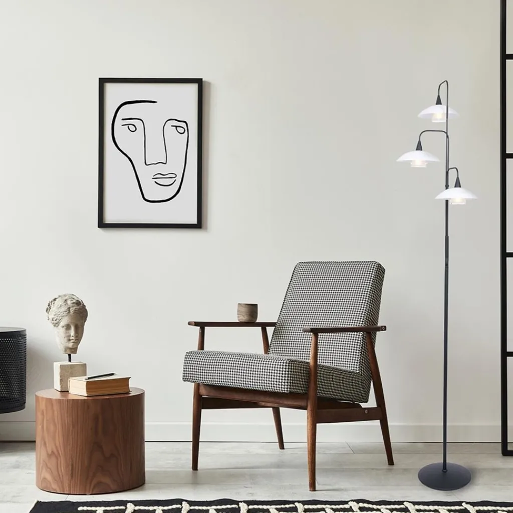 Straluma Dimbare LED vloerlamp zwart met witte schotels> Vloerlampen|LED Vloerlampen