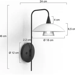 Straluma Dimbare LED wandlamp zwart met witte schotel></noscript> Wandlampen|Woonkamerlampen