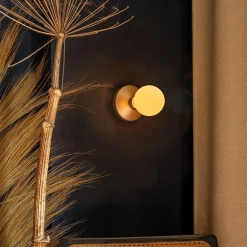 Straluma Dimbare wandlamp op batterij goud met frosted><noscript><img width=