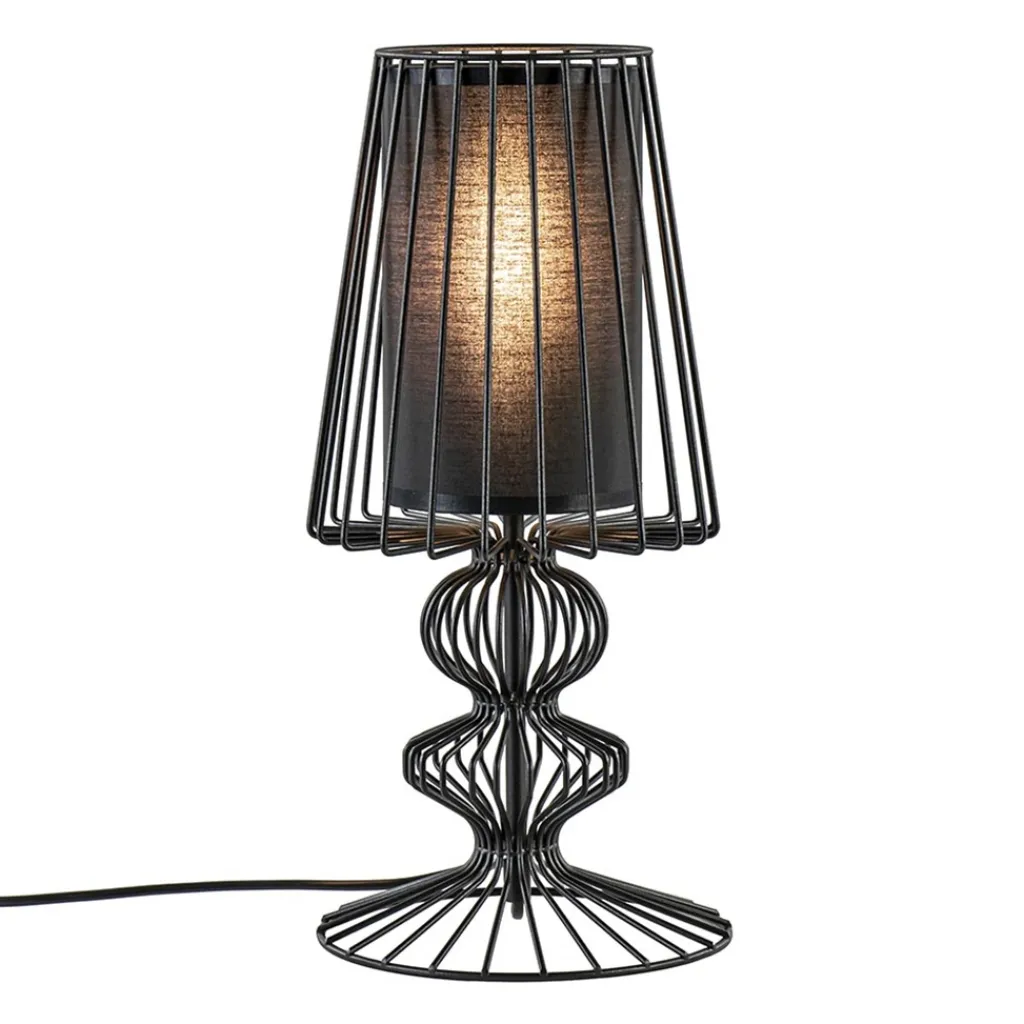 Straluma Draad tafellamp zwart met cilinder kap> Tafellampen|Draadlampen