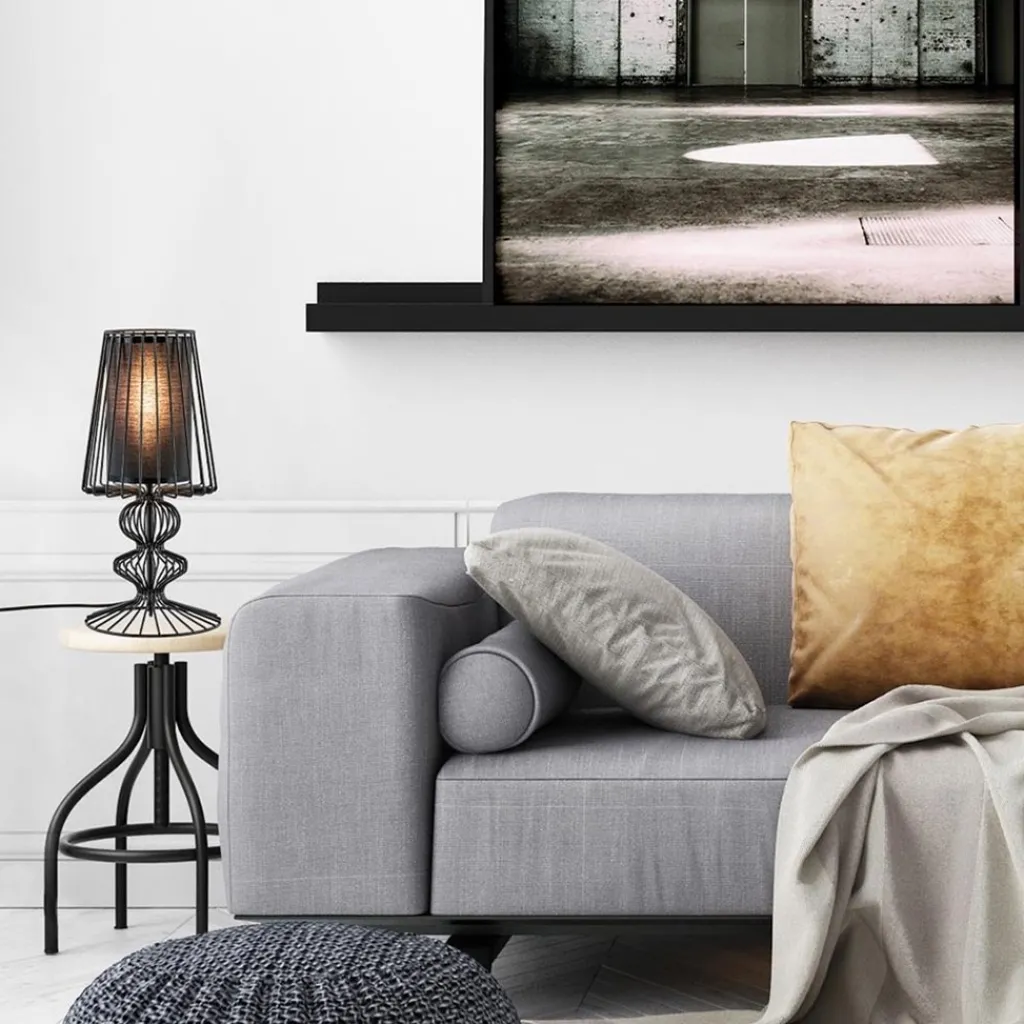 Straluma Draad tafellamp zwart met cilinder kap> Tafellampen|Draadlampen