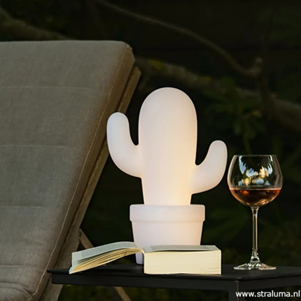 Straluma Draadloze LED tafellamp cactus wit> Tafellampen|Buitenlampen