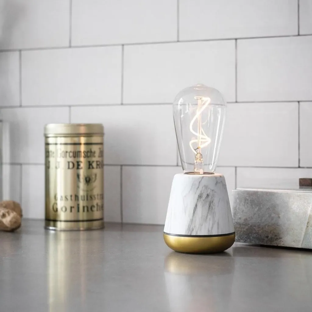 Straluma Draadloze tafellamp wit marmer met heldere lichtbron dimbaar> Tafellampen|Keukenverlichting
