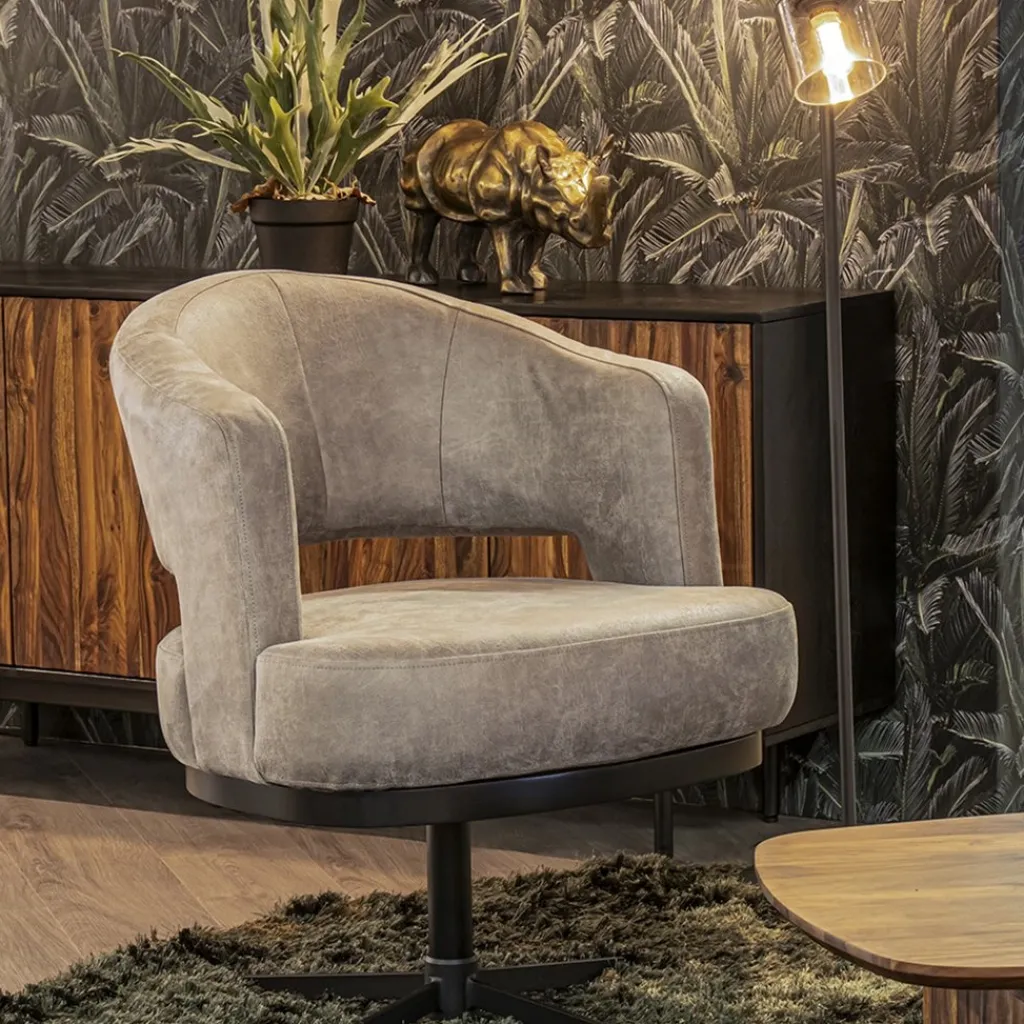 Straluma Draaibare armstoel bull-leder met return-system> Fauteuils