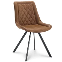 Straluma Eetkamerstoel microleder Bull camel met zwarte poot> Eetkamerstoelen