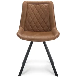 Straluma Eetkamerstoel microleder Bull camel met zwarte poot> Eetkamerstoelen