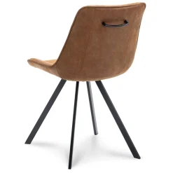 Straluma Eetkamerstoel microleder Bull camel met zwarte poot></noscript> Eetkamerstoelen