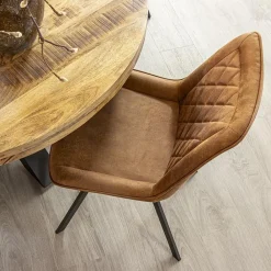 Straluma Eetkamerstoel microleder Bull camel met zwarte poot></noscript> Eetkamerstoelen