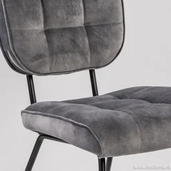 Straluma Eetkamerstoel velours grijs met zwart></noscript> Eetkamerstoelen