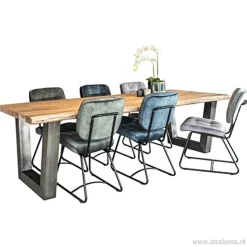 Straluma Eetkamerstoel velours grijs met zwart></noscript> Eetkamerstoelen