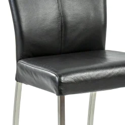 Straluma Eetkamerstoel zwart lederen zitting met RVS poten></noscript> Eetkamerstoelen