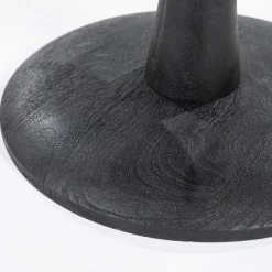 Straluma Eetkamertafel ronde glazen plaat zwart met mango houten voet><noscript><img width=