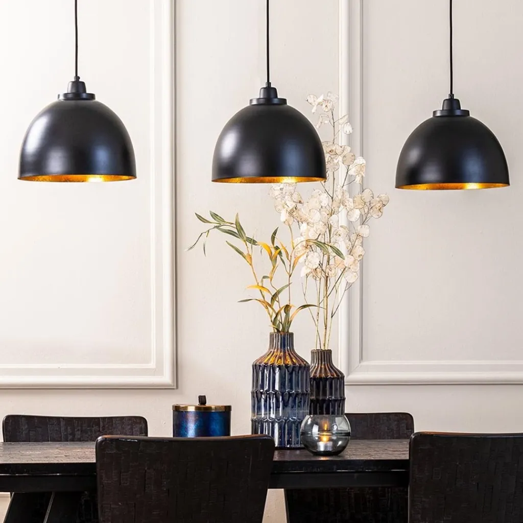 Straluma Eettafel hanglamp Kylie 3- lichts zwart-goud> Eettafellampen|Light and Living